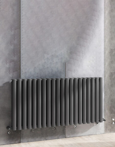 Roma Anthracite horizontal design Oval radiator double layer 600mm height