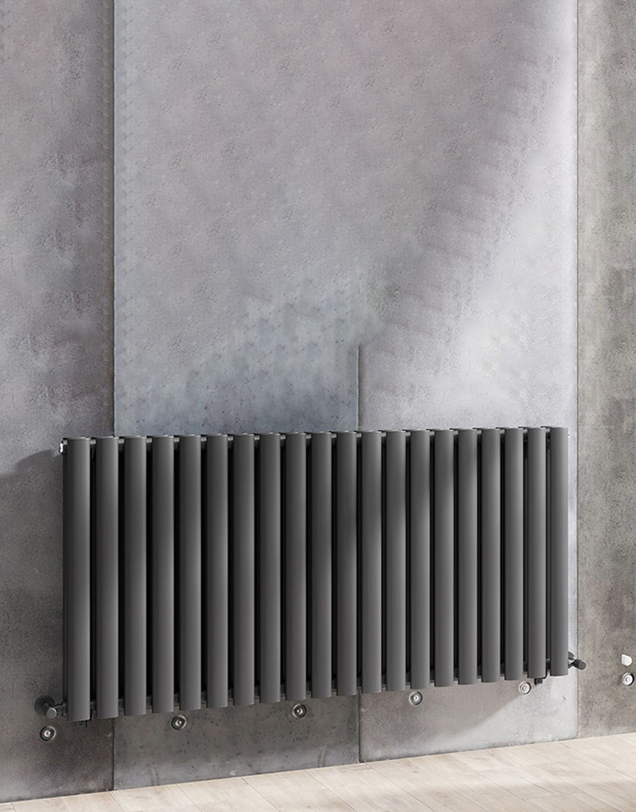 Roma_Anthracite_Horizontal_Double_Oval_Design_Radiator_600mm Height